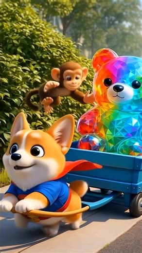 corgi bearbrick trouble and the colorful paint box surprise #corgi #funny #aianimation