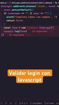 Aprende a validar un login con estos sencillos pasos #education #javascript #learning #shortvideo