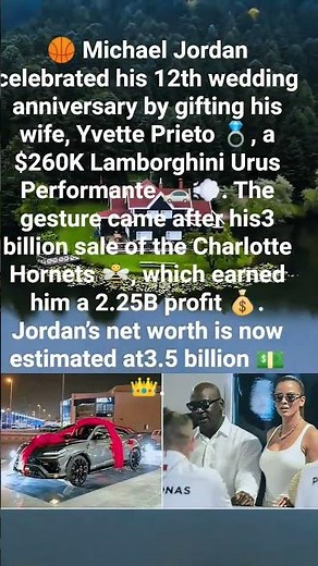 🏀 Michael Jordan celebrated his 12th wedding anniversary by gifting his wife, Yvette Prieto 💍