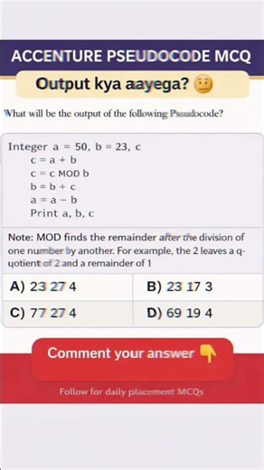 90% Students Fail This Accenture Pseudocode MCQ 😮 #2025 #shorts #pseudocodequestions #accenture