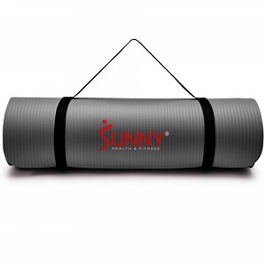 Sunny Health & Fitness Premium 1/2-Inch Extra Thick Exercise Yoga Mat Non-Slip High Density Pilates and Floor Workout Elastic Strap Portable with Carrying Strap- Grey - 74 x 24 Inches - SF-EM03-GY - Walmart.com