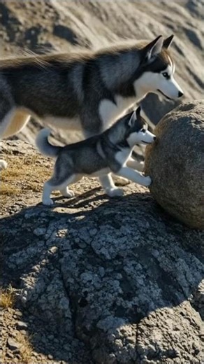 Brave husky & Her Puppy Save the Tanker