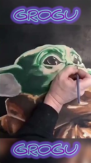 Timelapse: Painting Grogu — Cute Mandalorian Fan Art