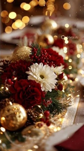 “Elegant Christmas Table Decor ✨ | Flowers & Ornaments”#TableDecor #Christmas