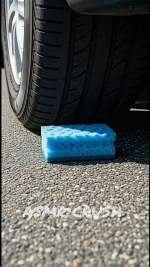 ASMR Tire Crush – Crushing a sponge under Car Wheel (Satisfying & Relaxing #tirecrush #spongecrush
