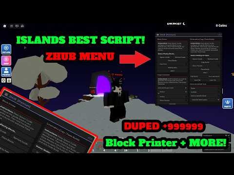 Roblox Islands ZHUB Menu Showcase 🔥DUPE ITEM & BLOCK PRINTER🔥