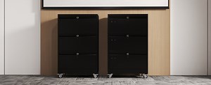 Aobabo 3 Drawer Metal Lateral File Cabinet with Wheels, Mobile Flie Cabinet with 3 Lock and Adjustable File Bars for Office,Home,School,for Letter/Legal Size, Black, Assembly Required