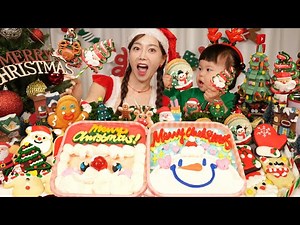 [Mukbang ASMR] Merry Christmas 🌲 Christmas Desserts Macaron Jelly Cake with baby miso 💕 Ssoyoung