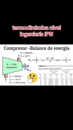 Calcular Potencia de un Compresor en Termodinámica