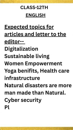 Don't Miss These HOT TOPICS for Your Next Article/Letter for board exam #12thboard #12thenglish