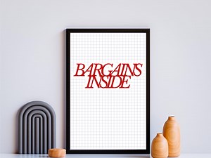 Printable Bargains Inside Sale Sign Download, Red Store Promotion Poster, Boutique Retail Signage Instant Download - Etsy
