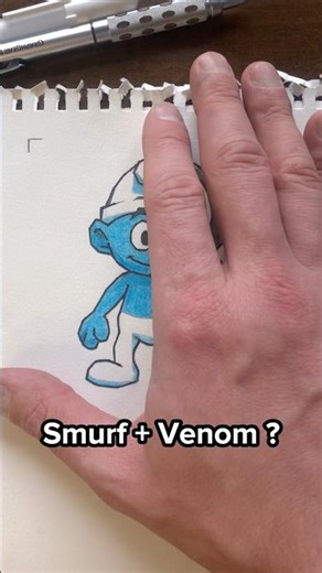 Smurf meets Venom! 😱 #venom #smurfs #drawing #artstyle
