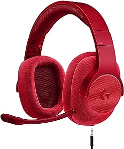 Logitech 981-000650 G433 7.1 Wired Gaming Headset with DTS Headphone: X 7.1 Surround for PC, PS4, PS4 PRO, Xbox One, Xbox One S, Nintendo Switch – Fire Red