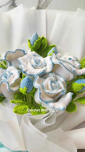 Realistic Blue Edging Rose Crochet Tutorial