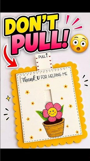 Don't Pull This! 😳🌸 Easy DIY Pull Tab Thank You Card | Paper Craft Tutorial #handmadecard #shorts