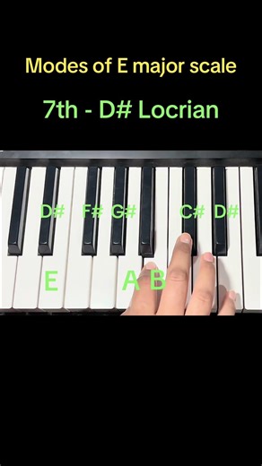 Learn 7th mode of E major scale-D# Locrian in 9 sec #keyboardpiano #fyp #piano #pianotutorial #for
