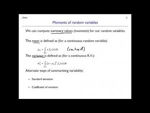 Probability review #5: Moments and expectations