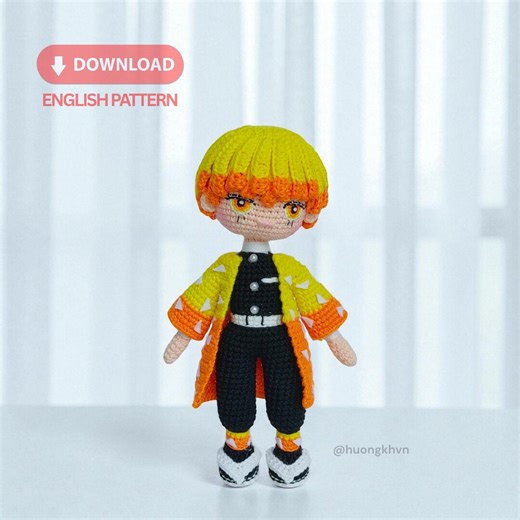 Zenitsu Hashibira Crochet Pattern, Demon Slayer Amigurumi PDF, Anime Doll Crochet Tutorial, Kimetsu No Yaiba Plushie - Etsy