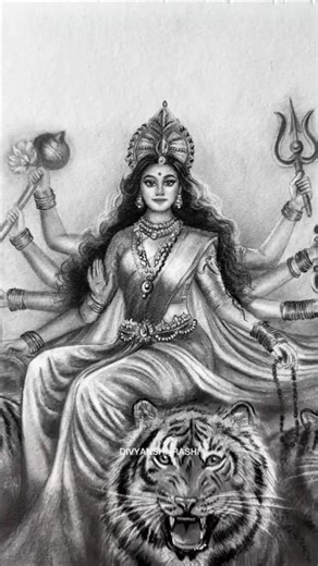 Maa Durga Aura Drawing 🔥🗿With Lion 🦁, Navratri Durga Thakur Drawing #shorts #maadurga #aura #drawing