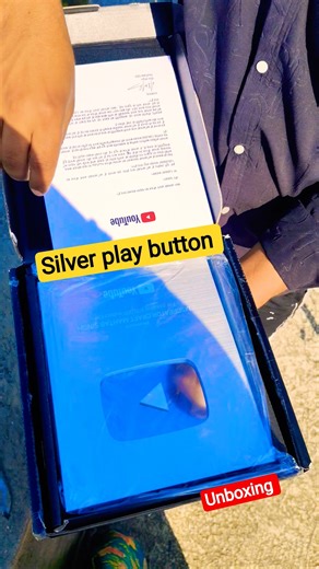 YouTube silver play button unboxing/ new silver play button 🔥🔥🔥 #100k #celebration #shorts