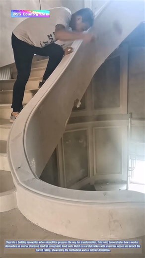 Man Removing Interior Staircase Handrail