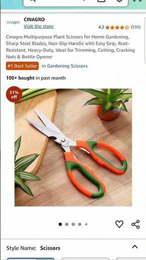 Cinagro Multipurpose Gardening Scissors | Sharp Steel Blades, Non-Slip Easy Grip Handle