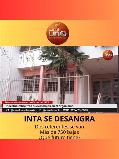 🚜💥 ¿El mayor ajuste de la historia del INTA? Más de 750 trabajadores ya dejaron el organismo y el recorte todavía no terminó. En Olavarría, dos referentes históricos también dieron un paso al costado. 📉 El plan busca reducir cerca del 20% del personal. 😳 ¿Esto fortalece al Estado o debilita una institución clave para el campo? 👇 Contanos qué pensás y seguinos para más noticias. #INTA #CampoArgentino #Agro #Olavarria #Noticias #Argentina #Actualidad #TikTokNoticias #canalunoolavarria #canalu