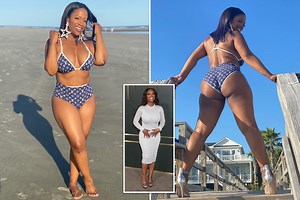 Kandi poses in a bikini after she admits to 20 pound weight gain during pandemic