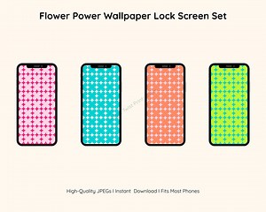 Flower Power Wallpaper Bundle | Bold Retro Lock Screens | Digital Phone Wallpapers | Instant Download - Etsy Australia