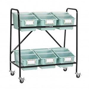 Mid-Size Mobile Storage Rack with Chapter Book Bins - 1 Rack, 6 Bins