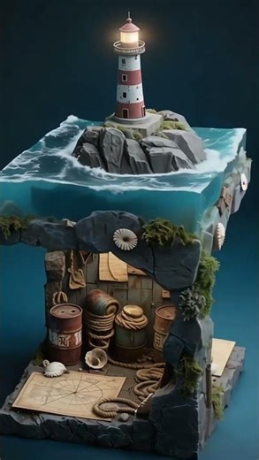 Hyper Realistic Diorama of Lighthouse by the Sea #youtubeshorts #shorts #ocean