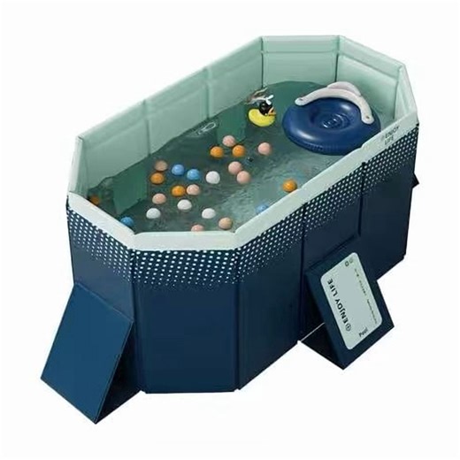 Foldable Non-Inflatable Swimming Pool, 65 x 42 x 18 in, Portable Above Ground Pool for Backyard Use