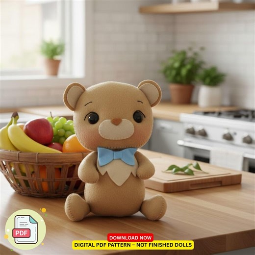 Teddy Bear Felt Doll Pattern PDF | Classic Plush Sewing Template | Nursery Baby Gift DIY - Etsy Canada