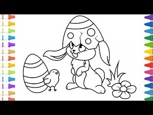 Easter Bunny & Chicky Coloring Page | Coloring Easter Bunny | The Coloring Pages