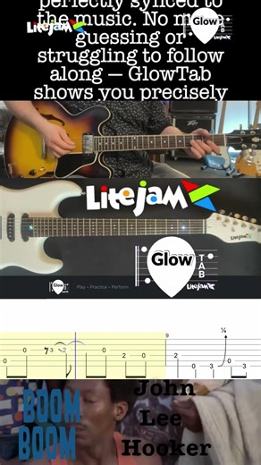 Boom Boom - E Blues Scale - John Lee Hooker Guitar Lesson - Lite Jam LED - Glow Tab - Rolling Tab