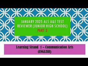 Video 228 ALS Reviewer for January 2025 A&E LS 1 English Part 3
