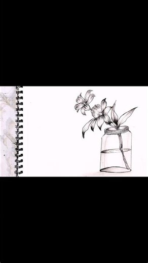 "Flower in Jar ✨ Easy Pencil Sketch#drawing #sketch #FlowerSketch #viralpost2025