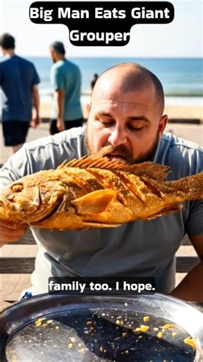 🐠Big Man Takes on Massive Fried Seafood #BigManEats #GiantSeafood #GrouperFish