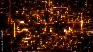 Abstract High Digital Technology Background Loop/ 4k animation of an abstract technology background with lines and dots infographics, data fading and zooming in seamless loop