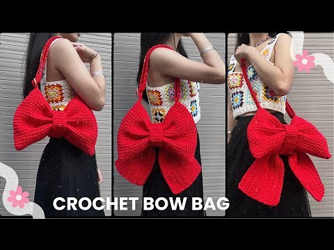 Crochet Bow Bag Tutorial with Adjustable Strap | Crochet with Hannah