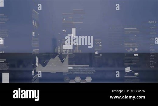 Animation of graphs and data processing in digital space. Data processing, network and technology concept digitally generated video Stock Video Footage - Alamy