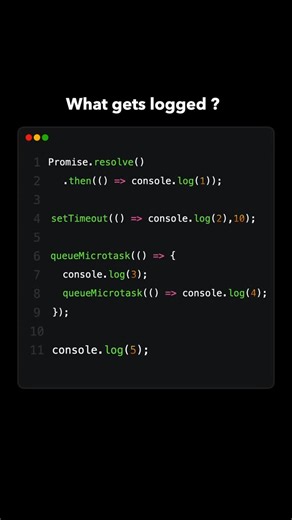 Javascript Dumped on Instagram: "😨 Javascript Event Loop Trick Question- Microtask vs Task Queue #coding #programming #development #javascript #web"