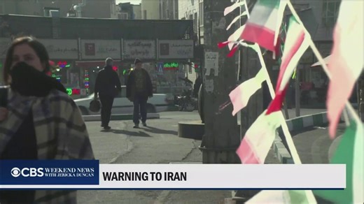 The U.S. military is warning against "unsafe and unprofessional behavior," after Iran said it would be starting live fire drills in the Strait of Hormuz this weekend as tensions in the region rise. Haley Ott reports. | CBS Evening News