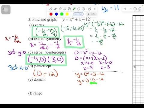 Notes 61 (Part 2) - Graphing Quadratic Functions