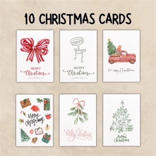 15 Printable Christmas Cards Set | A5 Holiday Card (PDF Download) - Etsy
