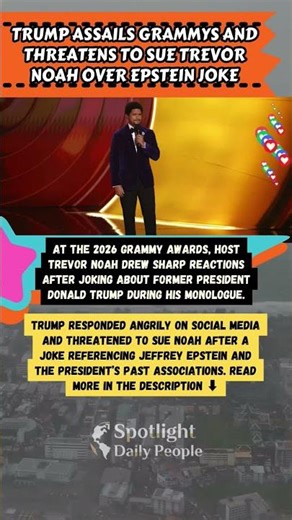 Trevor Noah’s Grammy Joke Triggers Trump Threat 🤯🎤 #TrevorNoah #Grammys2026 #Trump