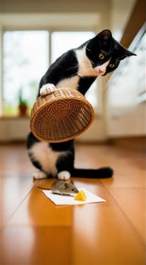 EPIC FAIL! 🤣 Cat's Basket Trap / 爆笑🤣 猫のバスケット罠がダサい #shorts