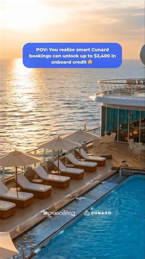 CruiseDirect.com on Instagram: "Most cruisers don’t realize this: Cunard’s onboard credit can stack, meaning your booking could unlock up to $2,400 in onboard spending depending on cabin type, guests, and offers. That’s more spa time, specialty dining, shore excursions, and onboard experiences — already paid for. See how to maximize Cunard onboard credit at bit.ly/3LLF80j ⏰ #CunardCruise #CruiseDeals #OnboardCredit #LuxuryCruising #cruisetips"