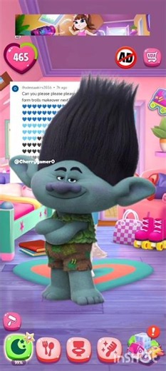 Branch🧌🎙 from Trolls franchise#mytalkingangela2 #youtubeshort #disney