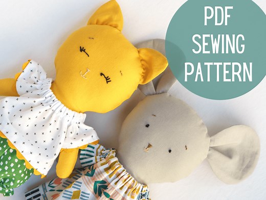 Animal Rag Doll Sewing Pattern — Pin Cut Sew Studio